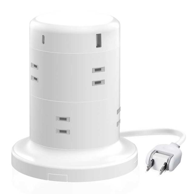 エレコム 電源タップ コンセント×8個口 (USB-C×2 USB-A×3) 45W タワー型 ホワイトの通販は