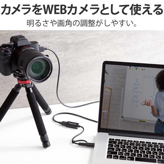 エレコム 変換アダプタ HDMIキャプチャユニット ( HDMI to Type-C + USB A 変換 ) 1080P 30Hz ゲーム実況生配信 画面共有 録画 ライブ会議 電源不要 小型 軽量 ブラック ELECOM_2