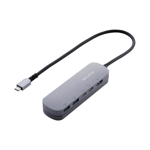 USB Type C ドッキングステーション ハブ 5-in-1 PD 90W出力 USB-C ×2 USB-A ×2 HDMI ×1 Windows 11 10 macOS iPadOS 対応 固定用スタンド付 シルバー