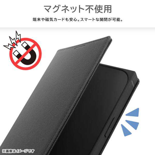 iPhone15ProMax 手帳型 ケース ブラック 黒 マグネット不使用 PU