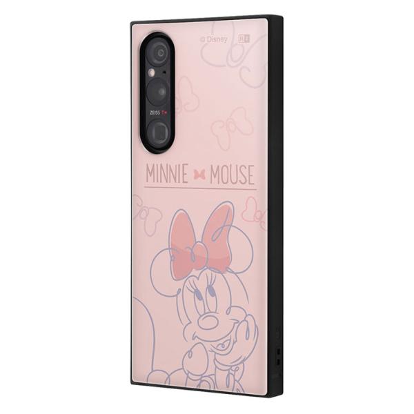 Xperia1V ケース ディズニー ミニー リボン ピンク マーブル