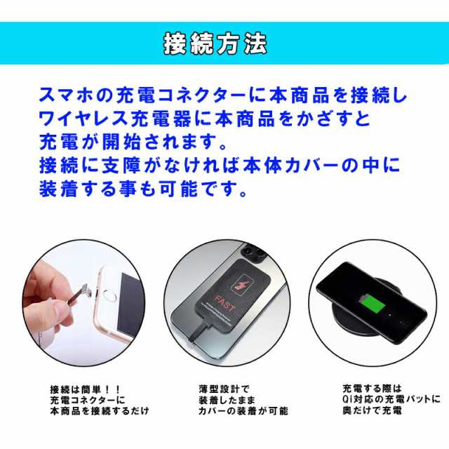ワイヤレス充電レシーバー 置くだけで Qi チー 規格 USB スマホ対応