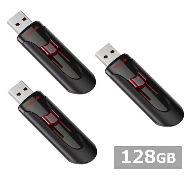 【3セット】 サンディスク USBメモリ SDCZ600-128G-G35 Cruzer Glide 3.0 USB Flash Drive 128GB Sandisk USB3.0 USBメモリー メモリスティック 外出 パソコン PC 持ち運び 並行輸入品