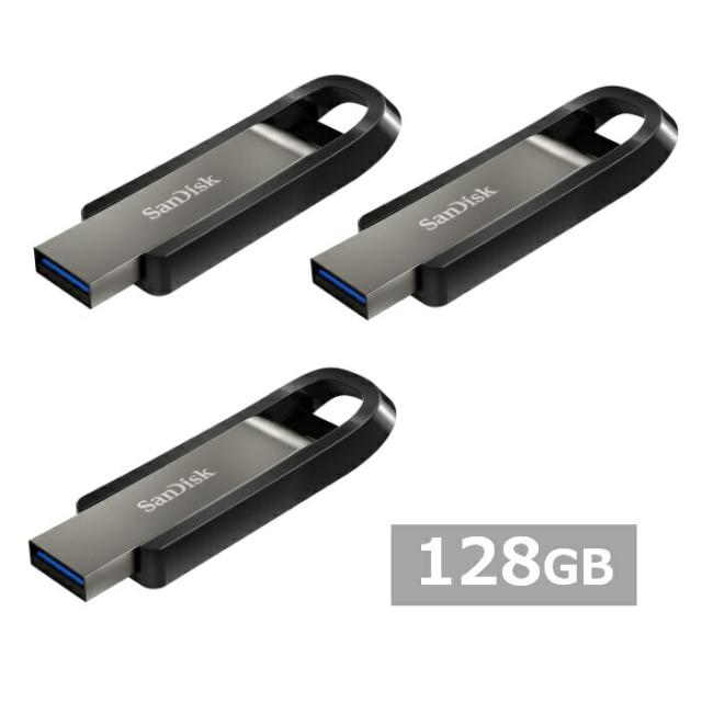 【3セット】 サンディスク USBメモリ SDCZ810-128G-G46 Extreme Go USB Drive 128GB Sandisk USB3.2 USBメモリー メモリスティック 外出 パソコン PC 持ち運び 並行輸入品