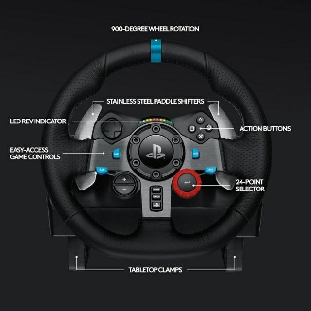 ハンコン Logitech G29 Driving Force ステアリングホイール＆ペダル ロジテック ドライビングフォース 臨場感 カーレース レーシングゲーム ステアリング型 コントローラー ハンドル レーシングホイール ゲーム PC PS5 PS4 並行輸入品