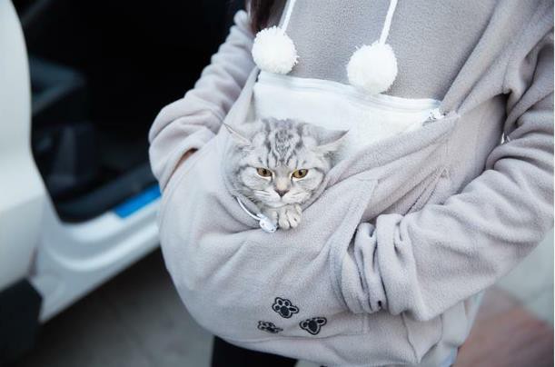 高品質の人気 猫抱っこ用パーカー ポケット にゃんガルーパーカー