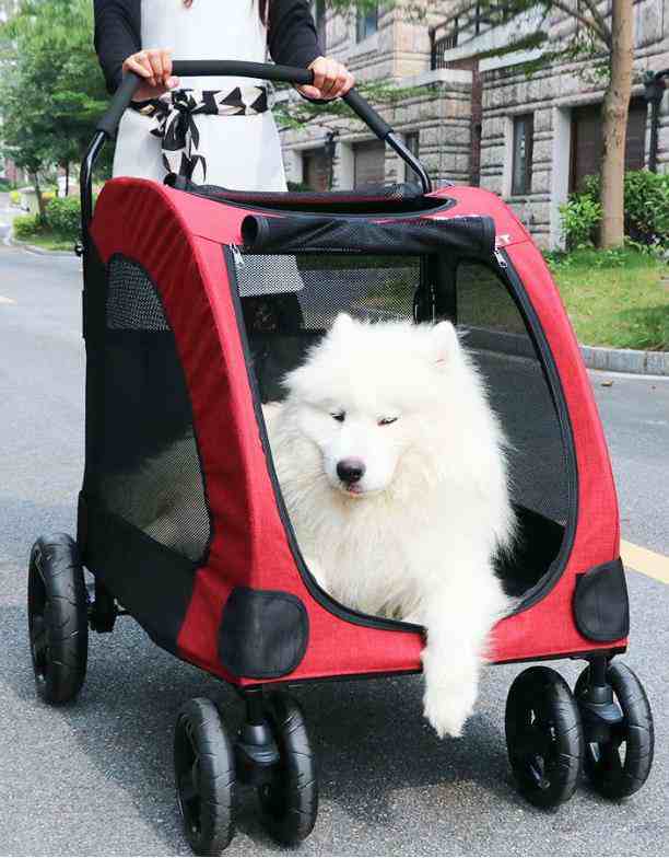 レッド）ペットカート 犬用 キャリーカート ペットバギー 折りたたみ式