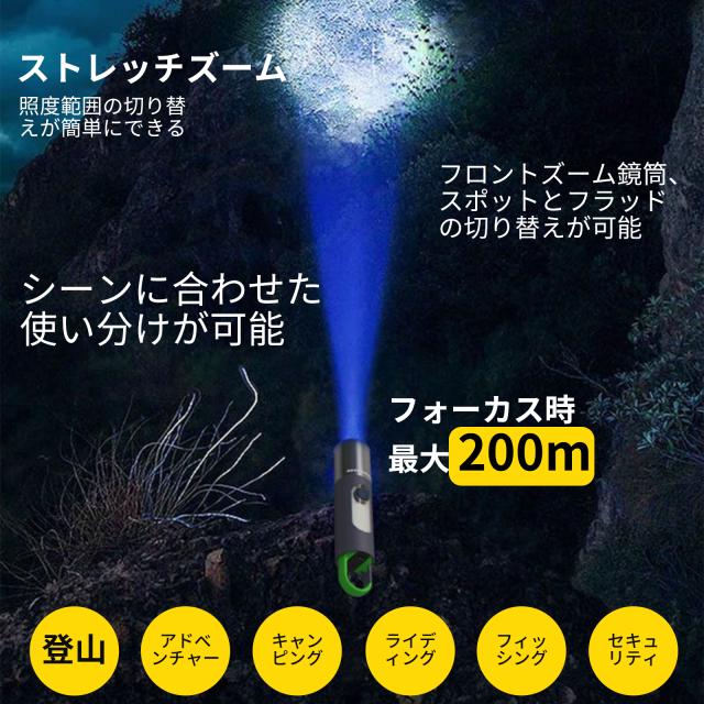 懐中電灯 自転車 ライト LEDランタン 高輝度4つの照明モード 明るさ1000ルーメン 1800mah 100グラム IPX4防水 キャンプランタン 懐中電灯 ズーム式 ミニLEDランタン 高輝度 USB充電式 多機能　キャンプライト 応急ライト 防災グッズ_6