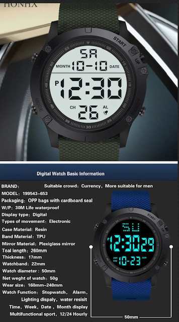 デジタル腕時計 スポーツ腕時計 腕時計 時計 デジタル式 LED デジタル 自転車 スポーツ キャンプ ランニング ブラック　1