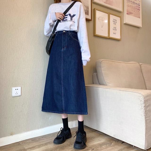 送料無料 スカート レディース Meily 春夏秋 デニム ロング丈スカート デニムスカート 膝丈スカート Aライン 体型カバー ハイウエストの通販はau Pay マーケット Meily Closet