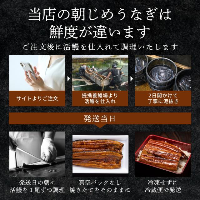 朝じめうなぎ 蒲焼き 3尾 1尾約150g×3 冷蔵便 国産 うなぎ 長蒲焼き 発送当日の朝に活鰻をさばいてお届け ギフト お中元 お歳暮 贈答_6