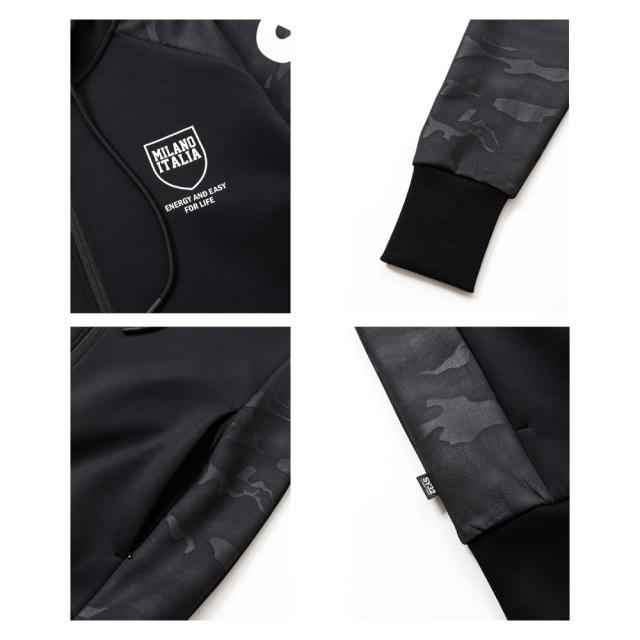 SY32 パーカー フーディー ダブル ニット エンボス カモ シールド ロゴ