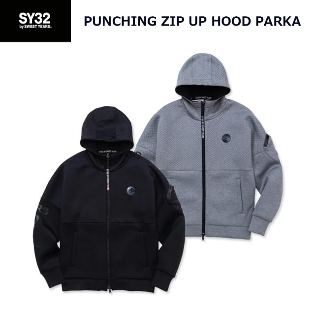 SY32 ゴルフウエア パンチング ジップアップ フードパーカー SYG-24S07 PUNCHING ZIP UP HOOD PARKA エスワイサーティトゥバイスィートイヤーズ メンズ ブラック グレイ M L XLの通販は