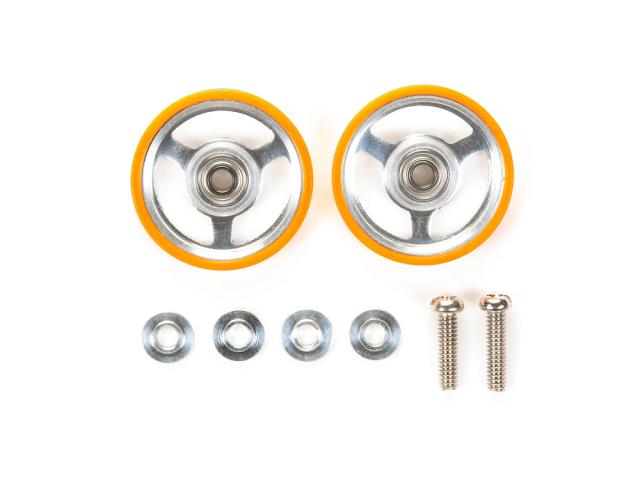 タミヤ ミニ四駆特別企画商品(パーツ) 17mmプラリング付 アルミベアリングローラー (オレンジ)限定 95349