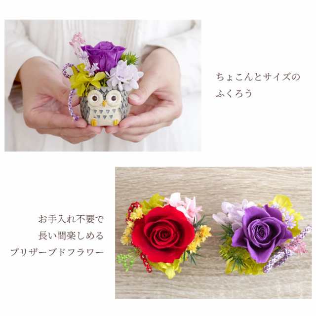 母の日 プレゼント 花 ギフト プリザーブド フラワー ふくろうグッズ 置物 雑貨 名入れ ふくろうプリザ 誕生日プレゼント 花 セットの通販はau Pay マーケット 名入れ 名前入りギフトきざむ