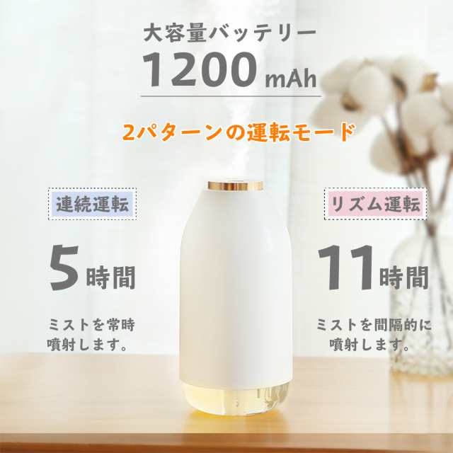 ボトル型 超音波式 加湿器 270ml お洒落なデザイン 置き 卓上 オフィス