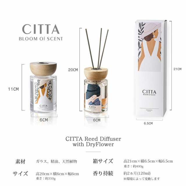 CITTA公式】 リードディフューザー 120ml 2ヵ月 スティック コンパクト