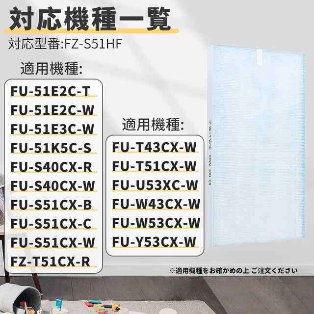 シャープ FZ-S51HF 集じんフィルター 制菌HEPAフィルター fz-s51hf sharp空気清浄機 FU-Y53CX FU-W53CX FU-U53CX  FU-T51CX FU-T43CX FU-51E3C FU-S51CX FU-S40CX FU-51E2C FU-51K5C 交換用フィルター 互換品  1枚入り の通販はau PAY マーケット - shinsoushop | au PAY ...