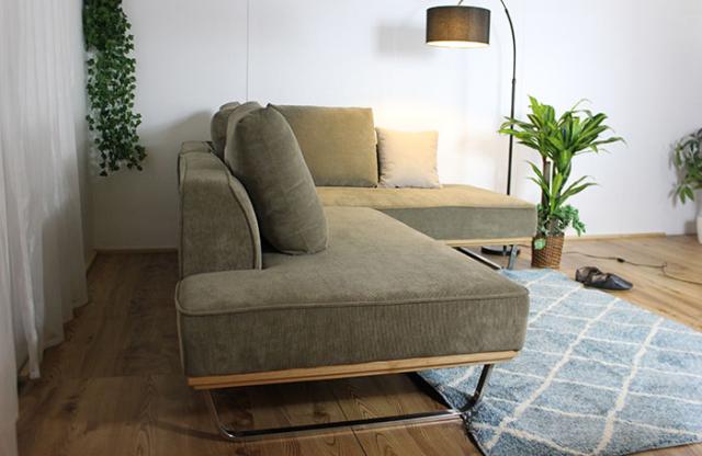 【開梱設置無料・送料無料】 ソファー l字 コーデュロイ ファブリック ソファ 3人掛け 4人掛け 布 カウチソファー ブルー グリーン L型 スチール p10 おすすめの通販は