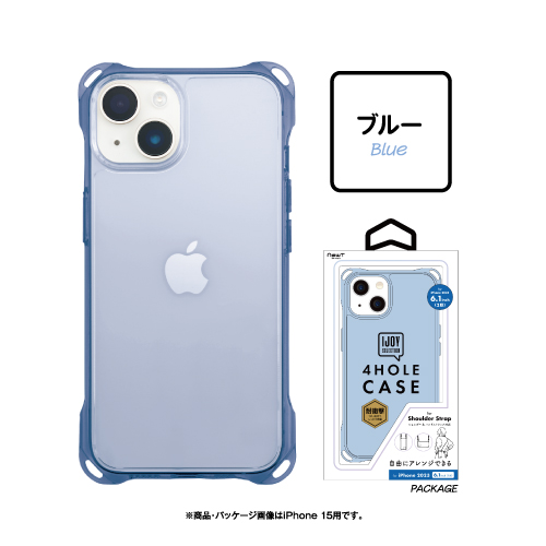 iPhone15 iPhone15Pro 対応 4ホールケース i37F-RiJS /クリア ブルー