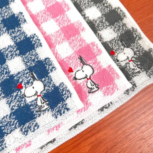 ピーナッツ/スヌーピー ギンガムチェック ミニタオル ハート
