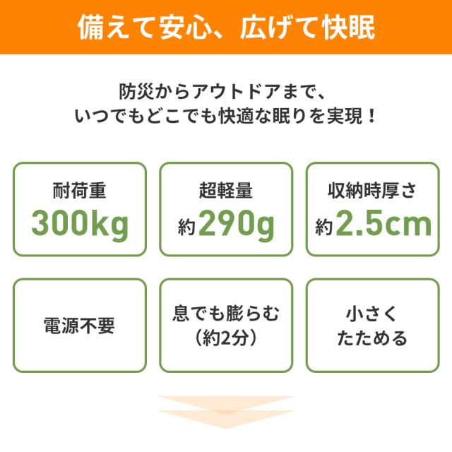 小林薬品 超軽量 エアーマット (50個セット) ハンドポンプ付 電源不要 耐荷重300kg 繰り返し使用可 断熱 防水 収納時厚さ約2.5cm 超コンパクト 防災 非常用 地震対策 備蓄 キャンプ アウトドア 車中泊 来客用 エアクッション KO427_2