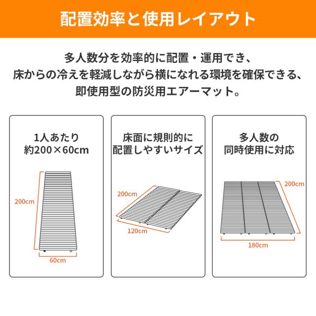 小林薬品 超軽量 エアーマット (50個セット) ハンドポンプ付 電源不要 耐荷重300kg 繰り返し使用可 断熱 防水 収納時厚さ約2.5cm 超コンパクト 防災 非常用 地震対策 備蓄 キャンプ アウトドア 車中泊 来客用 エアクッション KO427_4