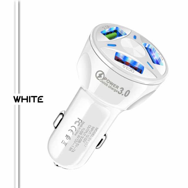 スマホ 8A シガーソケット 白 4ポート ホワイト USB 車載急速充電器 - 9