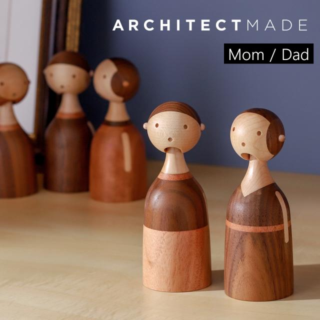 ［ ARCHITECTMADE Kin-Mom / Dad ］アーキテクトメイド 木製 おしゃれ 北欧 ナチュラル 人形 グッズ 雑貨 オブジェ 小物 置物 飾り かわいい インテリア お母さん お父さん こけし コケシ 縁起物 ギフト 【送料無料】
