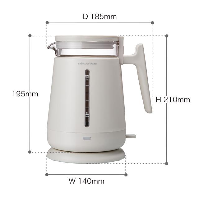 ［ recolte ダブルウォールガラスケトル ］レコルト 電気ケトル 電気ポット おしゃれ ケトル ガラス 内壁ガラス製 ダブルウォール 0.8L ガラスケトル 二重構造 湯沸かしポット 湯沸かし器 空焚き防止 お茶 コーヒー 北欧 シンプル かわいい RDG-1 メンズ