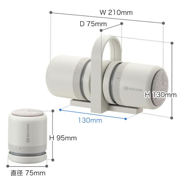 ［ RHYTHM 防水ポータブルシアタースピーカー MAGSPEAKER DUO ］リズム RHYTHM スピーカー ポータブル Bluetooth 防塵 防水 防水スピーカー ワイヤレス 充電式 お風呂 アウトドア キッチン マグネット ブラック ライトグレー 9YYA30RH_1