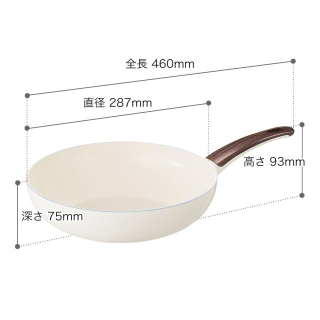 ［ グリーンパン ウッドビー ウォックパン 28cm ］GREENPAN Wood be フライパン 安全 セラミック ノンスティック IH対応 PFOA フリー フッ素加工なし 安全なフライパン おしゃれ ギフト 一人暮らし 白 ホワイト CC001013-001【送料無料】の通販は