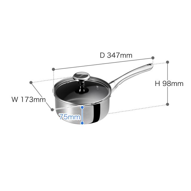 ［ Corelle ソースパン 本体＋フタセット 16cm ］10年保証 コレール ソースパン 16cm 片手鍋 デュラナノ 長持ち 蓋 セット ガラスふた IH ガス 強火 ノンスティック PFASフリー 食洗機対応 オーブン フタ ドウシシャ DuraNano 長持ち こびりつきにくい CSS16SVWL