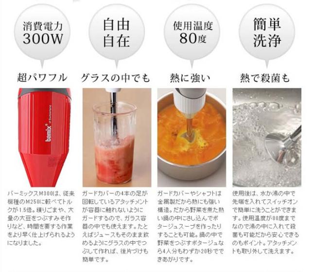 フードプロセッサー バーミックス bamix ブレンダー m300 ハンドミキサー 離乳食 調理セット プロテイン ハンドブレンダー ミキサー 泡立て器 出産祝い ギフト【ポイント10倍 送料無料】［ バーミックス M300 コンプリートセット ］の通販は