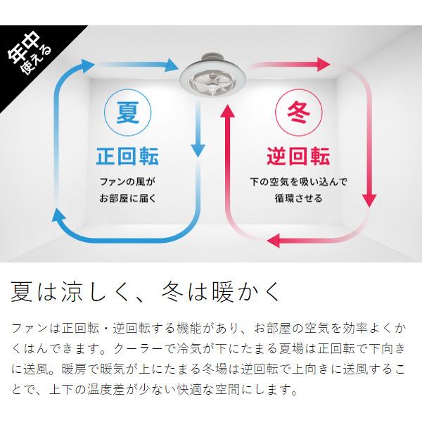 ［ CIRCULIGHT 12畳 スイング 音声操作モデル ］正規 サーキュライト シーリングファン 音声操作 12畳用 音声認識 賃貸 照明 省エネ シーリングファンライト 首振り 首ふり サーキュレーター 音声 調光 調色 逆回転 静音 天井照明 工事不要 KCC-SW12EV_7