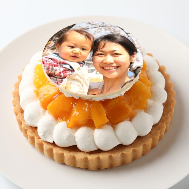 マンゴータルトの写真ケーキ５号サイズ【送料無料】３〜４人分サイズ 冷凍スイーツ 冷凍ケーキ 合格 卒業 入学 