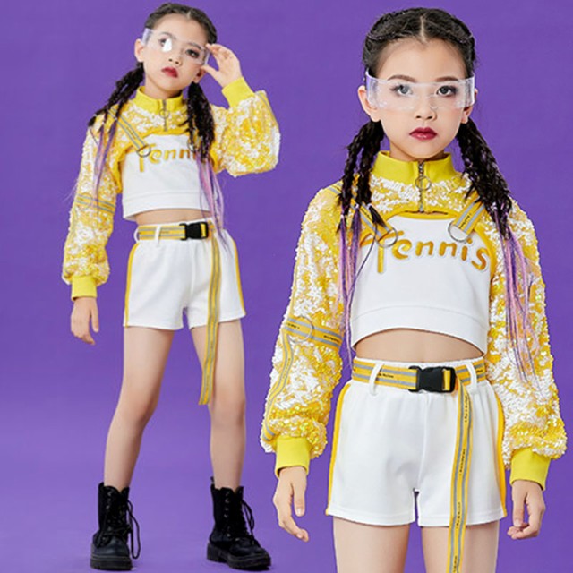 発 かっこいい 黄 ヒップホップ ガールズ キッズダンス衣装 パンツ 韓国 チアダンス衣装 白 キッズ セットアップ 練習着 応援団 トップスの通販はau Pay マーケット Shop Yay