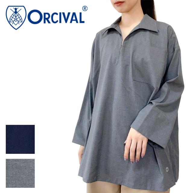 Orcival オーシバル ストレッチブロード スキッパーシャツ レディース OR-B0419 TWR