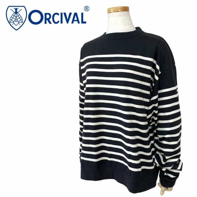 Orcival オーシバル コットン パネルボーダー 長袖Tシャツ レディース OR-C0344 PNB