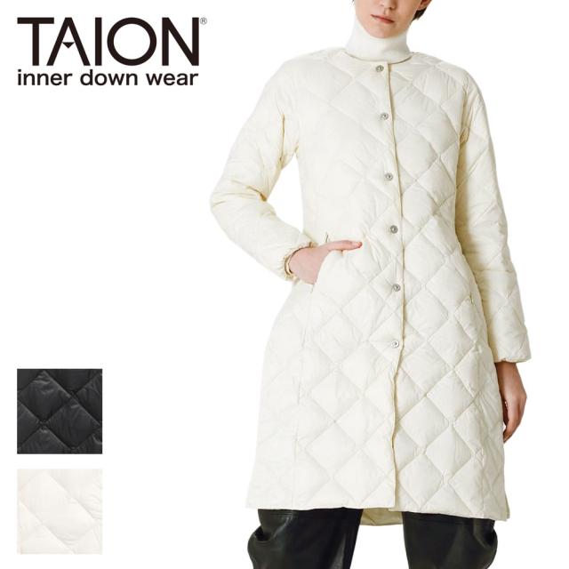TAION タイオン シティ クルーネック ロングダウンコート レディース W104BCI-LONG