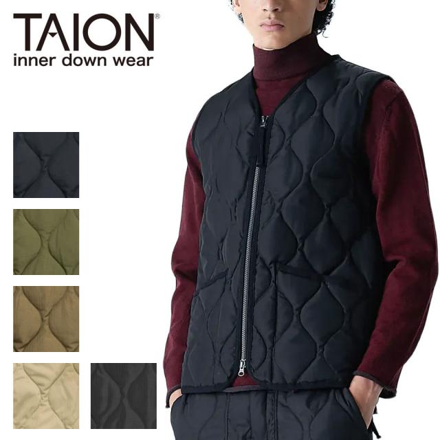 TAION タイオン ミリタリー Vネック ジップ ダウンベスト ユニセックス 001ZML-1 インナーダウン