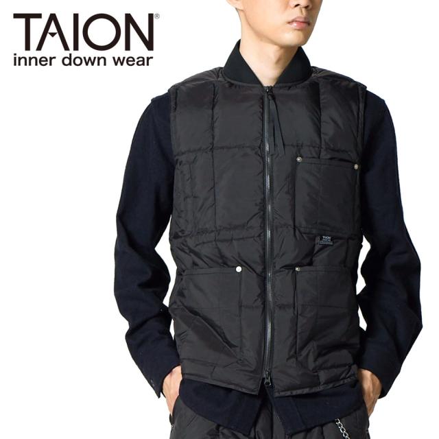 TAION タイオン ワーク リブネックWジップ ダウンベスト ユニセックス メンズ 008WZWK インナーダウン