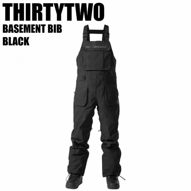 THIRTYTWO サーティーツー 23-24 BASEMENT BIB BLACK スノーボードウェア スノーボードパンツ 32ウェア ビブパンツ