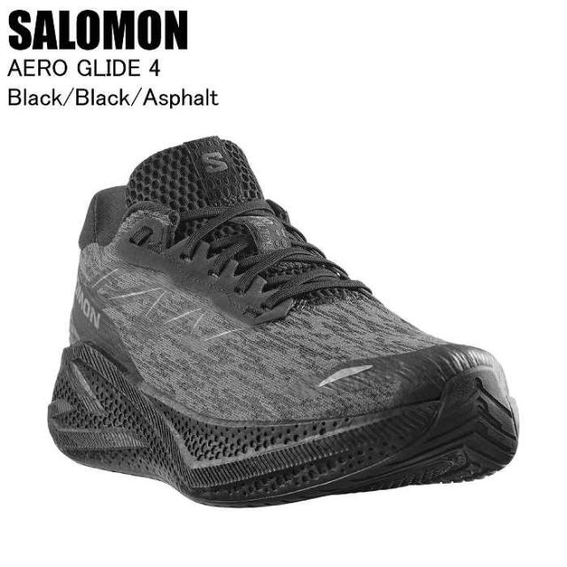 SALOMON サロモン L49146900 AERO GLIDE 4 BLACK/BLACK/ASPHALT ランニングシューズ ウォーキング ジョギング ランニング