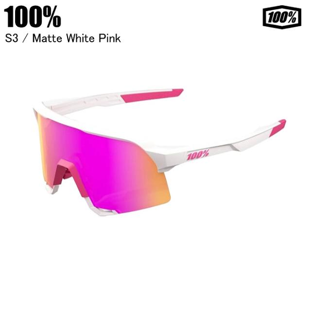 100% ワンハンドレッド S3 エススリー Matte White/Pink 60005-00046 サングラス 野球 ロードバイク 100％サングラス スポーツ