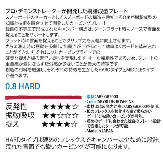 OJK PLATE オージェイケー プレート 0.8 HARD FS ROSE PK フリースタイル ハード　レディース ジュニア ローズピンク カービング プレート OJK PLATE オージェイケー プレート 0.8 HARD FS ROSE PK フリー