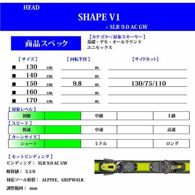 HEAD SHAPE V1 160初級者中級者