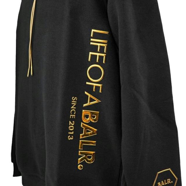 【並行輸入品】BALR. ボーラー CC BALR. STRAIGHT HOODIE B10138 BLACK/GOLD フットサル スウェットジャケット_2