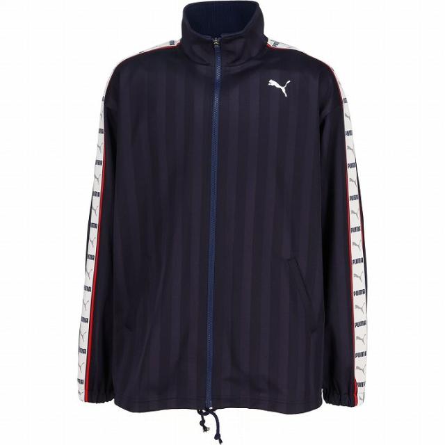 PUMA プーマ SHADOW STRIPE ニットジャケット(ネイビー×ホワイト