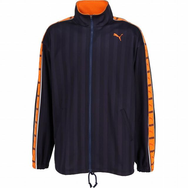 PUMA プーマ SHADOW STRIPE ニットジャケット(ネイビー×オレンジ) 527754 61 トレーニングジャケット
